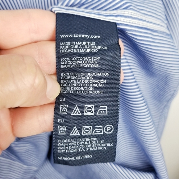 Tommy Hilfiger Blue & White Striped Button Front Shirt XL - Picture 7 of 8